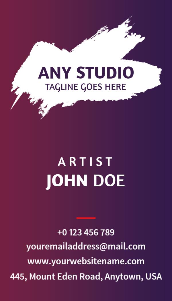 Artistic Purple Brush Stroke Creative Studio Business Card Template