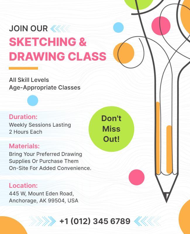 Artistic Sketching and Drawing Class Flyer Template