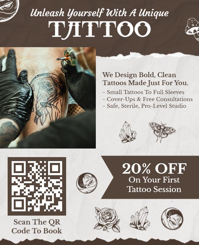 Artistic Tattoo Studio Promotion with Discount Flyer Template