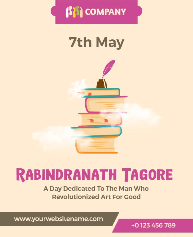 Artistic Tribute to Rabindranath Tagore Celebration Poster Template