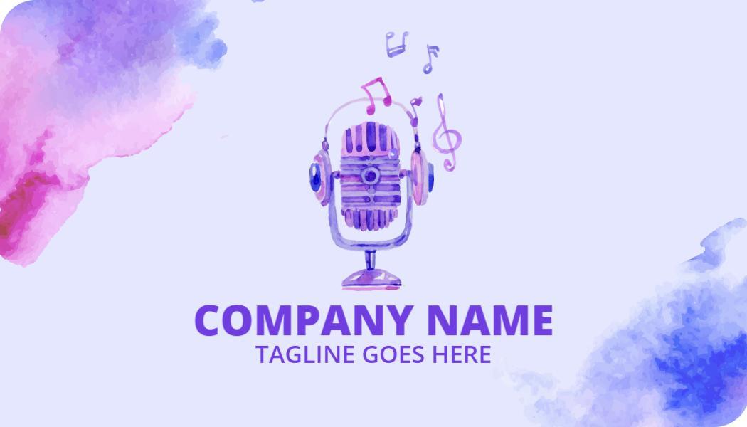 Artistic Watercolor Music Studio Creative Business Card Template