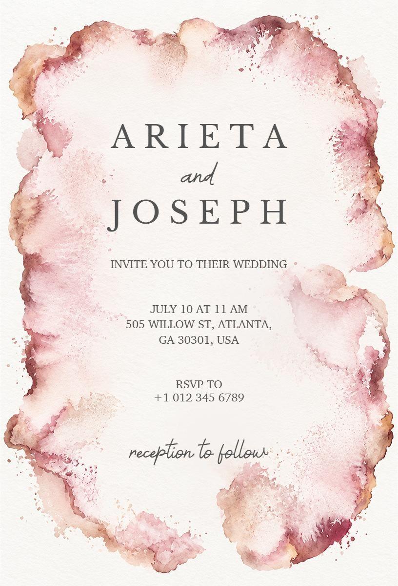 Artistic Watercolor Wedding Celebration Invitation Template