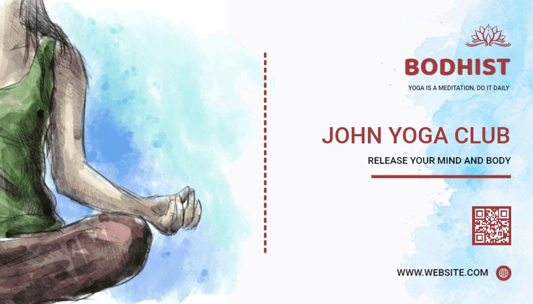 Artistic Watercolor Yoga Meditation Club Business Card Template
