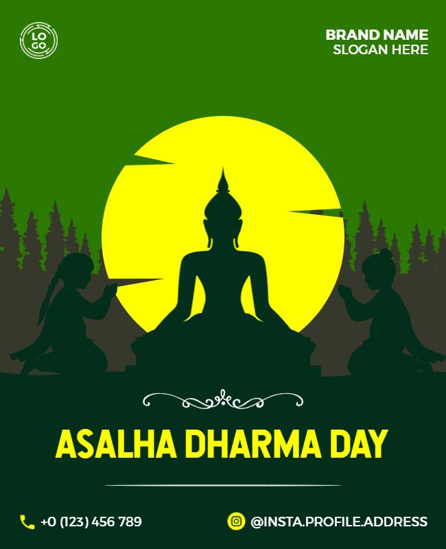 Serene Green Buddhist Asalha Dharma Day Flyer Template