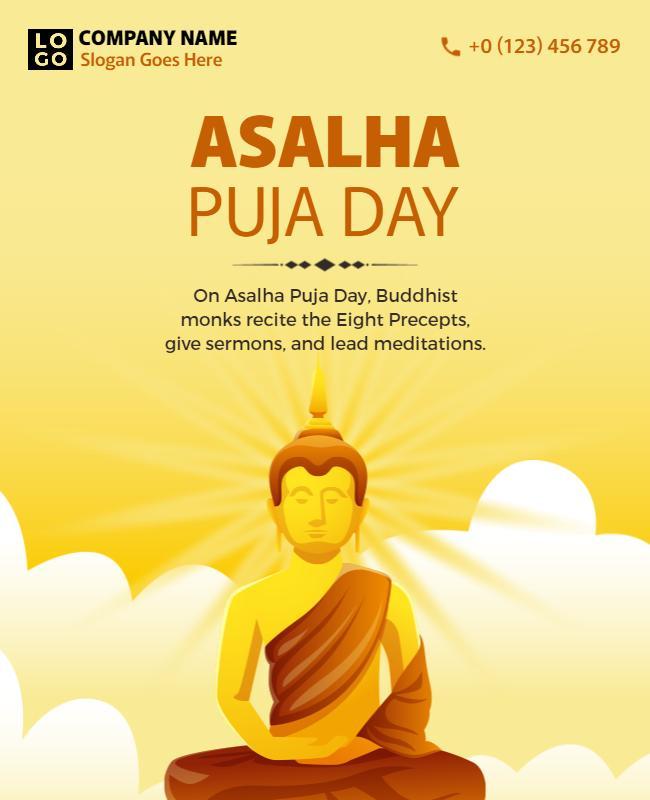 Asalha Puja Day Buddhist Celebration Flyer Template