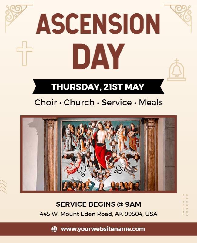 Elegant Pastel Ascension Day Church Service Flyer Template