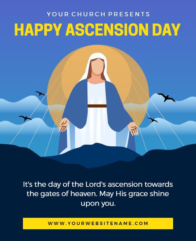 Celestial Blue Religious Ascension Day Celebration Flyer Template