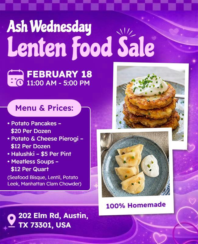 Ash Wednesday Lenten Food Sale Flyer Template