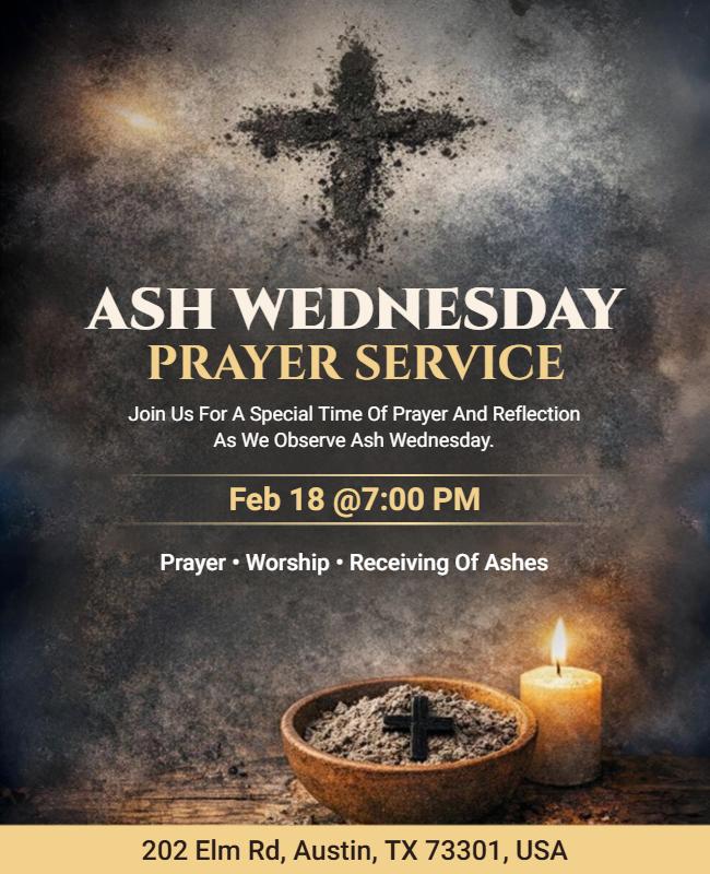 Ash Wednesday Prayer Service Event Flyer Template