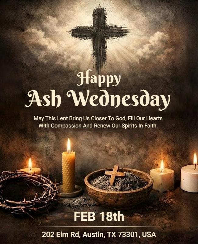 Ash Wednesday Wishes Flyer Template