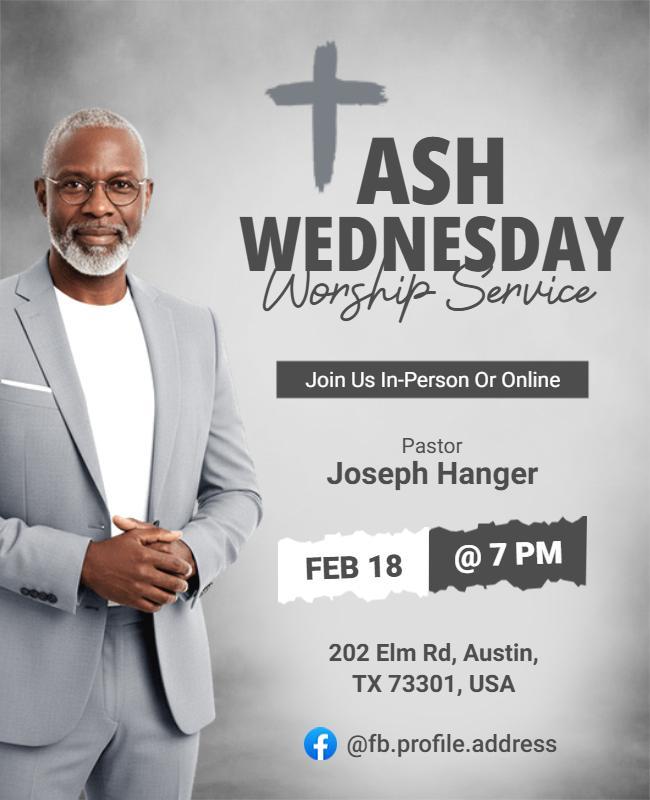 Ash Wednesday Worship Service Flyer Template