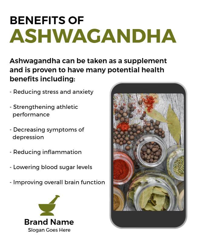 Ashwagandha Health Benefits Informational Flyer Template