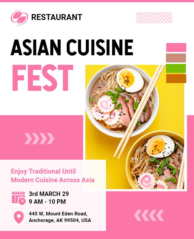 Asian Cuisine Festival Restaurant Flyer Template