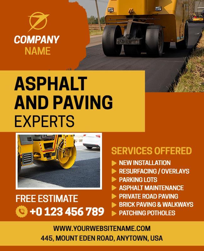 Asphalt and Paving Services Promotional Flyer Template