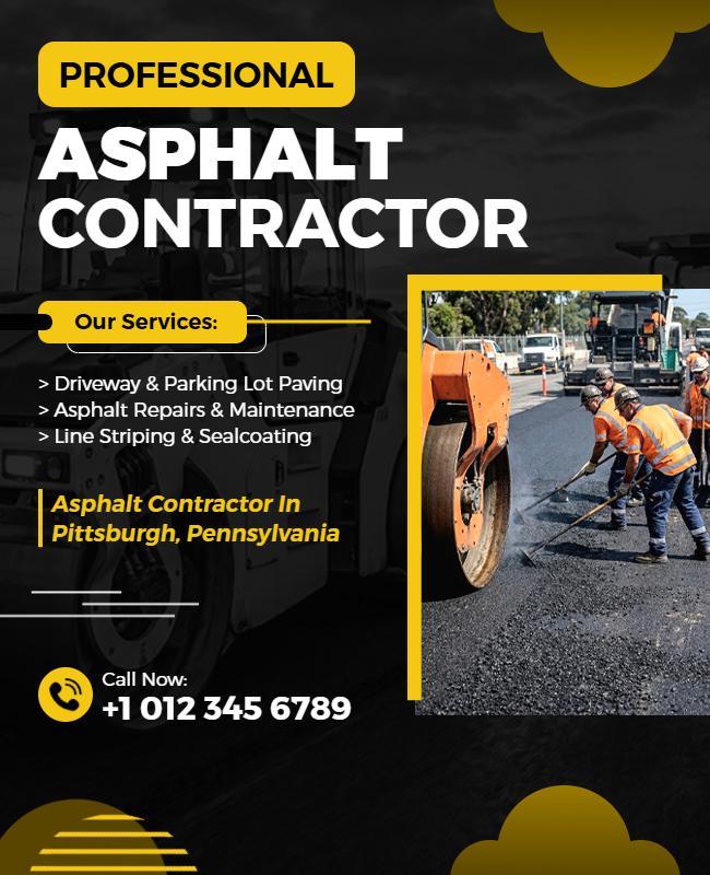 Asphalt Contractor Services Advertisement Poster Template