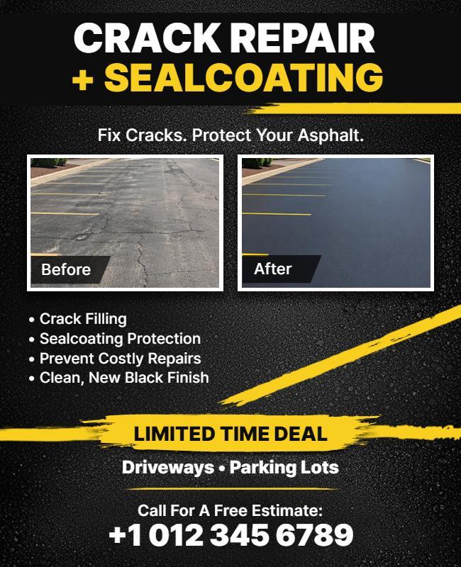 Asphalt Crack Repair and Sealcoating Services Flyer Template