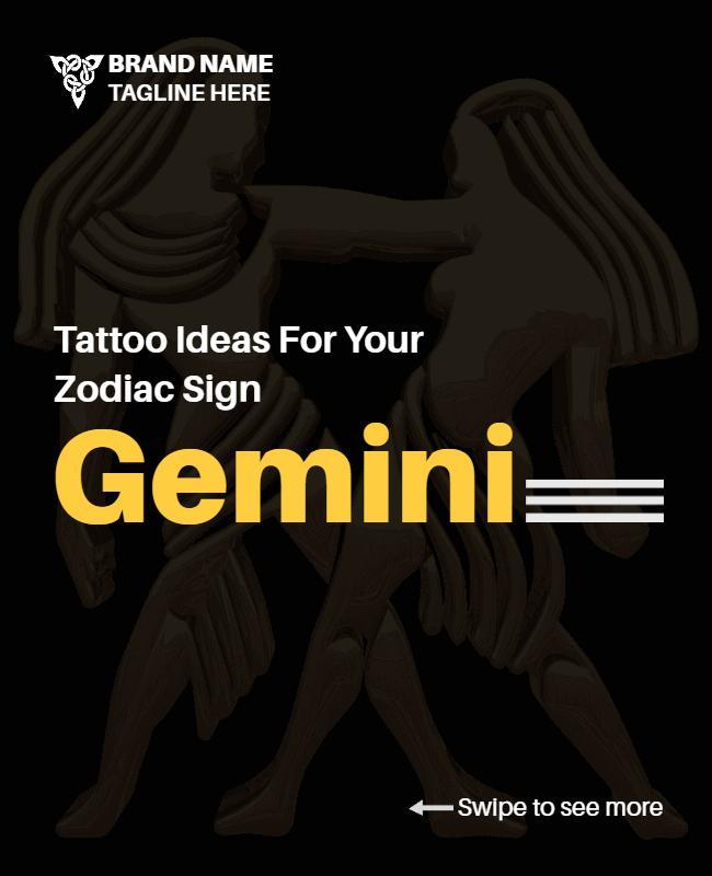 Astrological Gemini Tattoo Inspiration Flyer Template