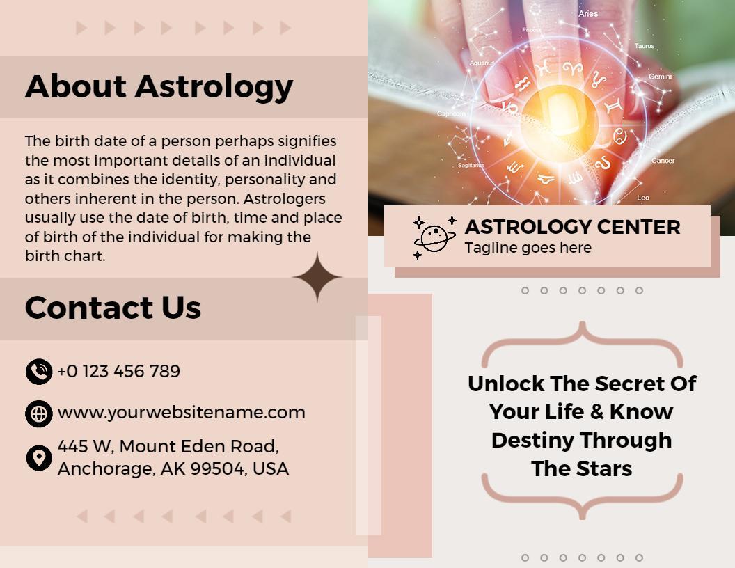 Astrology Insight and Birth Chart Bi Fold Brochure Template