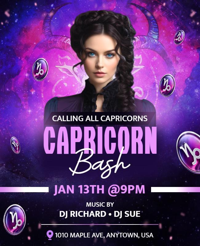 Astrology Themed Capricorn Bash Flyer Template