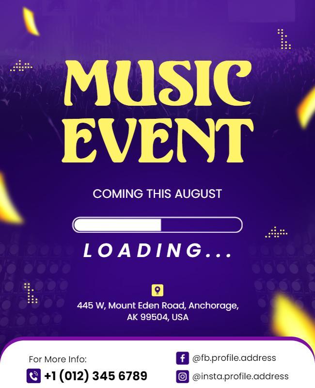 August Music Event Announcement Flyer Template