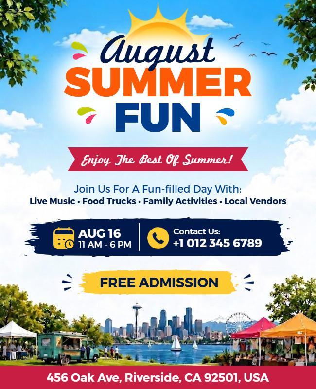 August Summer Fun Event Flyer Template