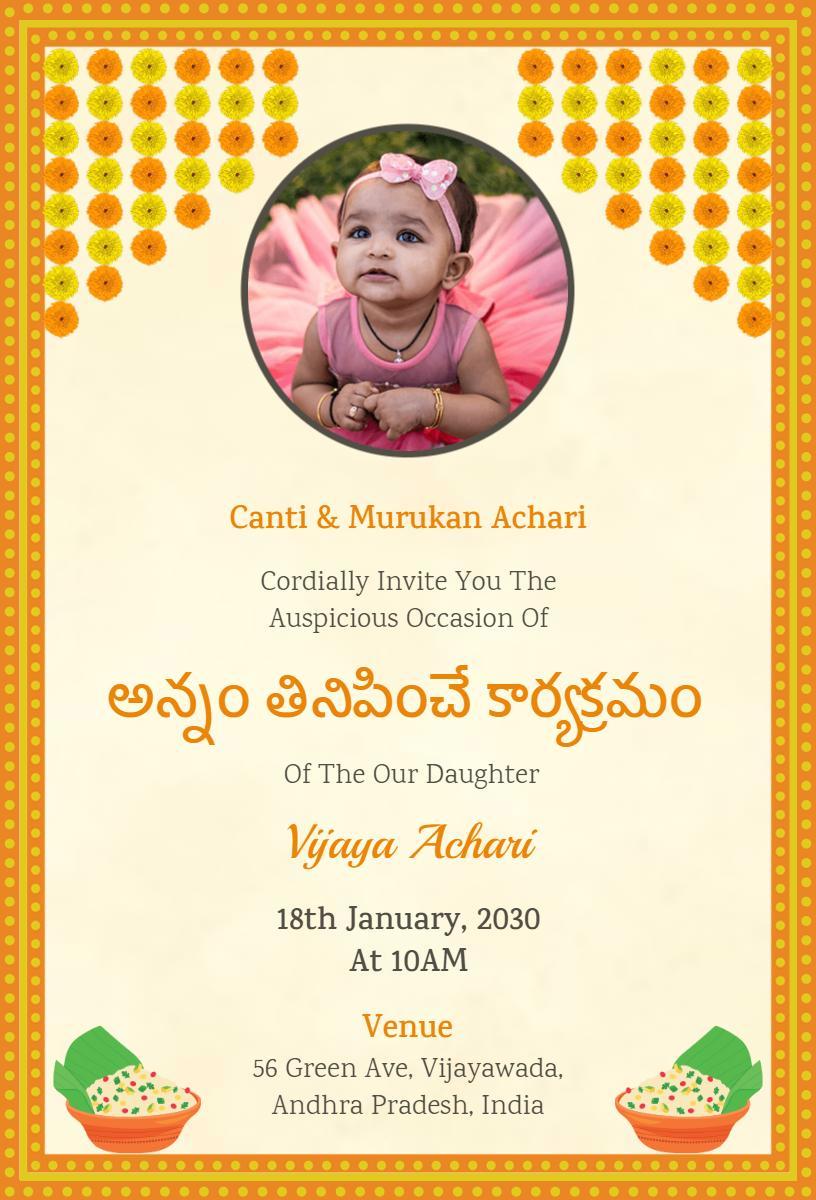 Auspicious Annaprashan Ceremony Celebration Invitation Template