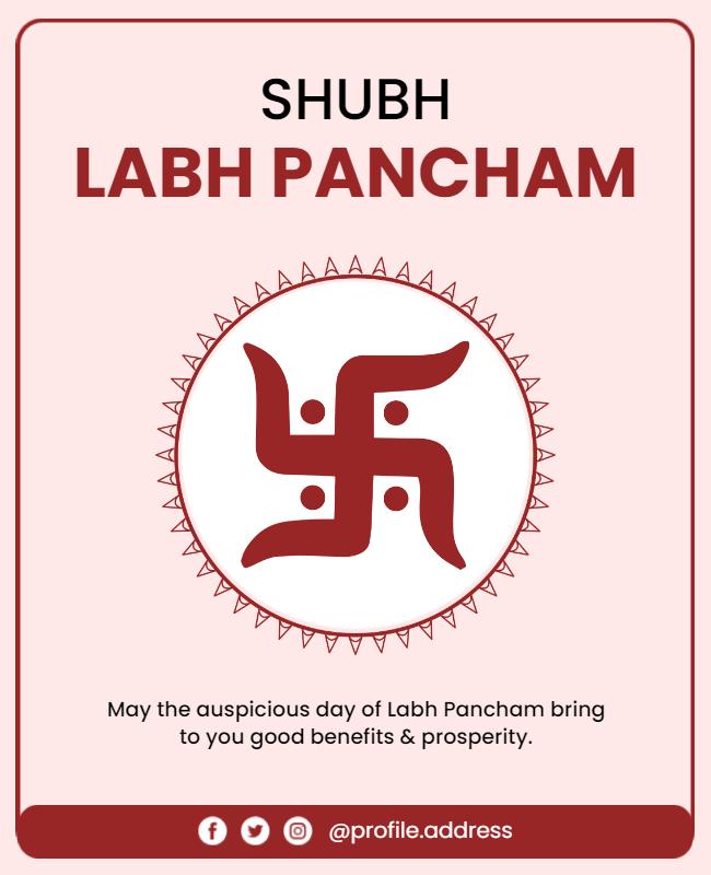 Auspicious Red Labh Pancham Celebration Poster Template