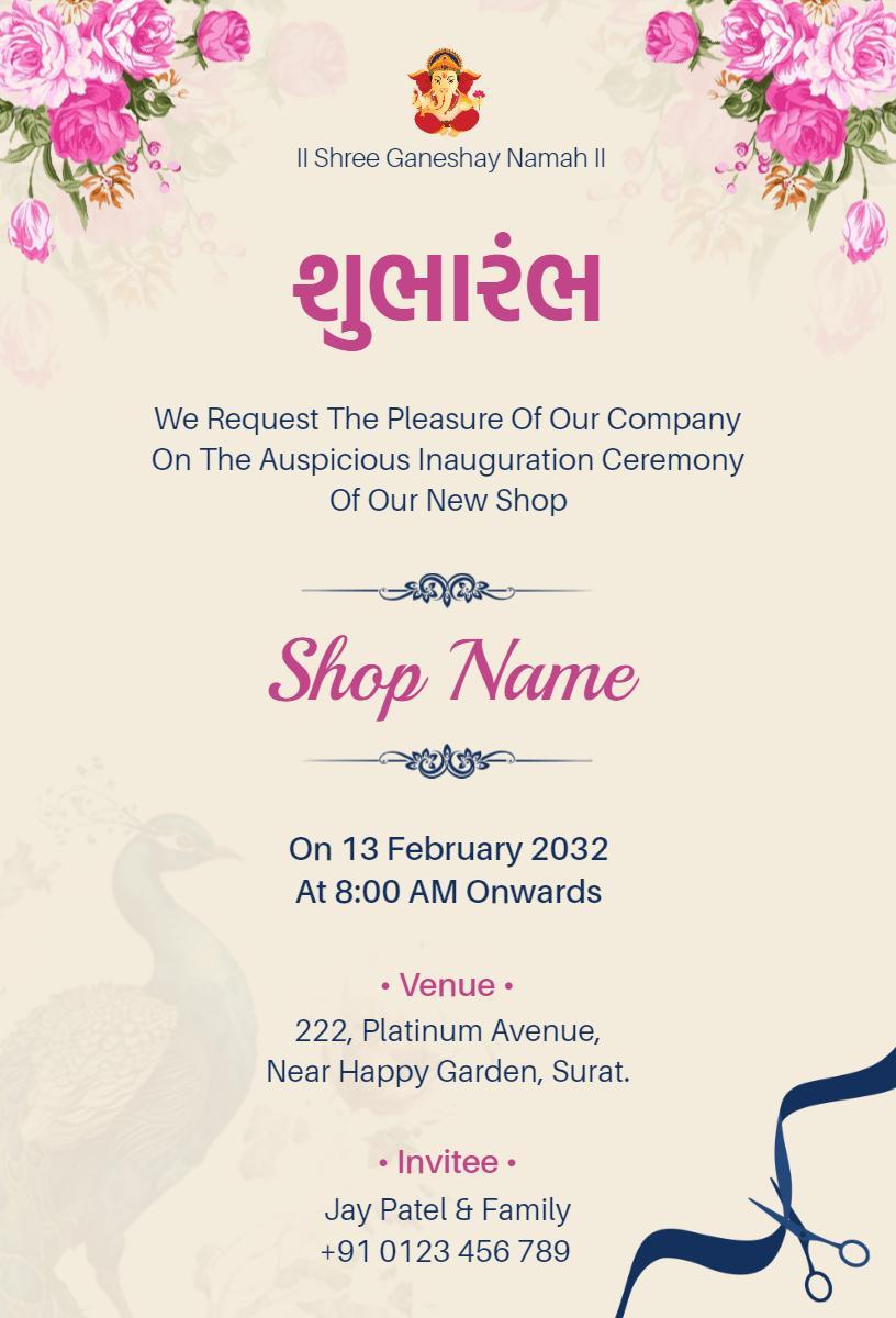 Auspicious Shop Grand Opening Celebration Invitation Template