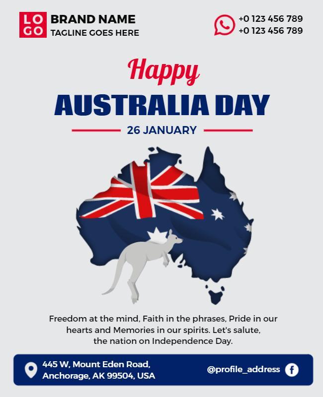 Australia Day Celebration with National Colors Poster Template