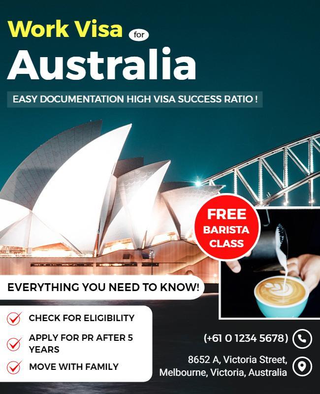 Australia Work Visa Information Session Flyer Template