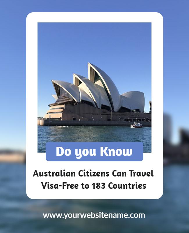 Australian Travel Visa Free Information Flyer Template