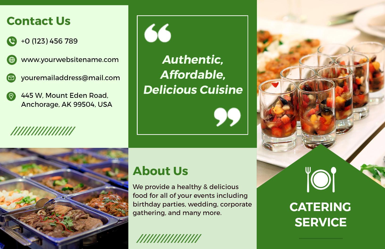 Authentic Affordable Catering Service Event Menu Brochure Template