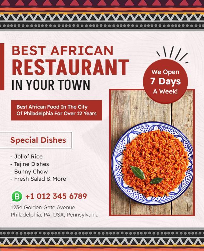 Authentic African Cuisine Restaurant Promotion Flyer Template