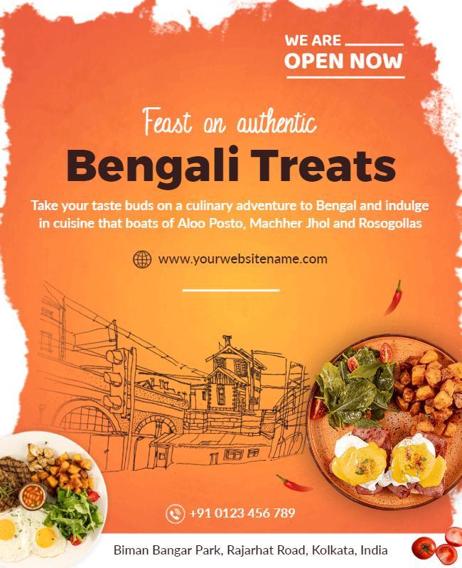 Authentic Bengali Cuisine Promotional Flyer Template