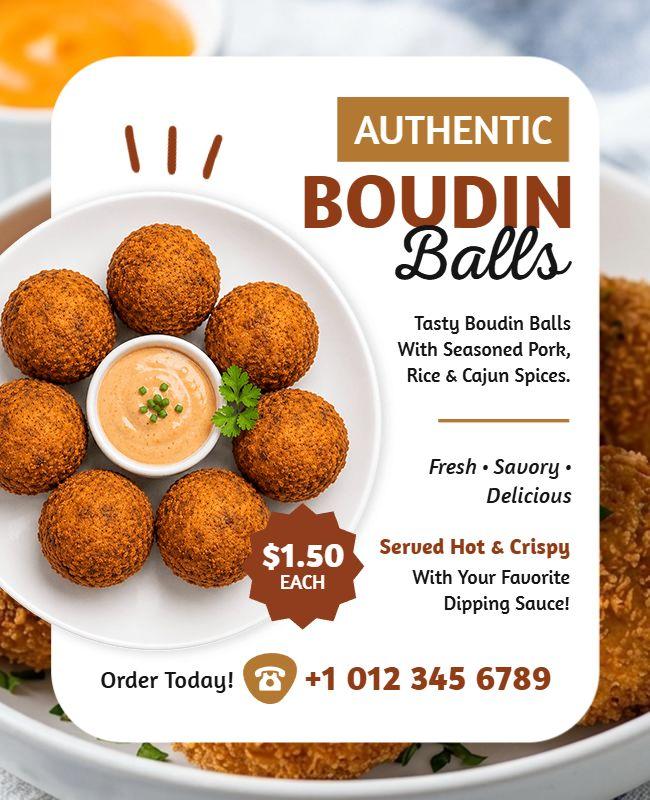 Authentic Boudin Balls Food Promotion Flyer Template