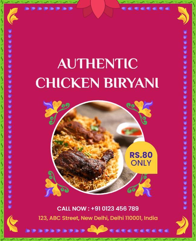 Authentic Chicken Biryani Special Offer Flyer Template