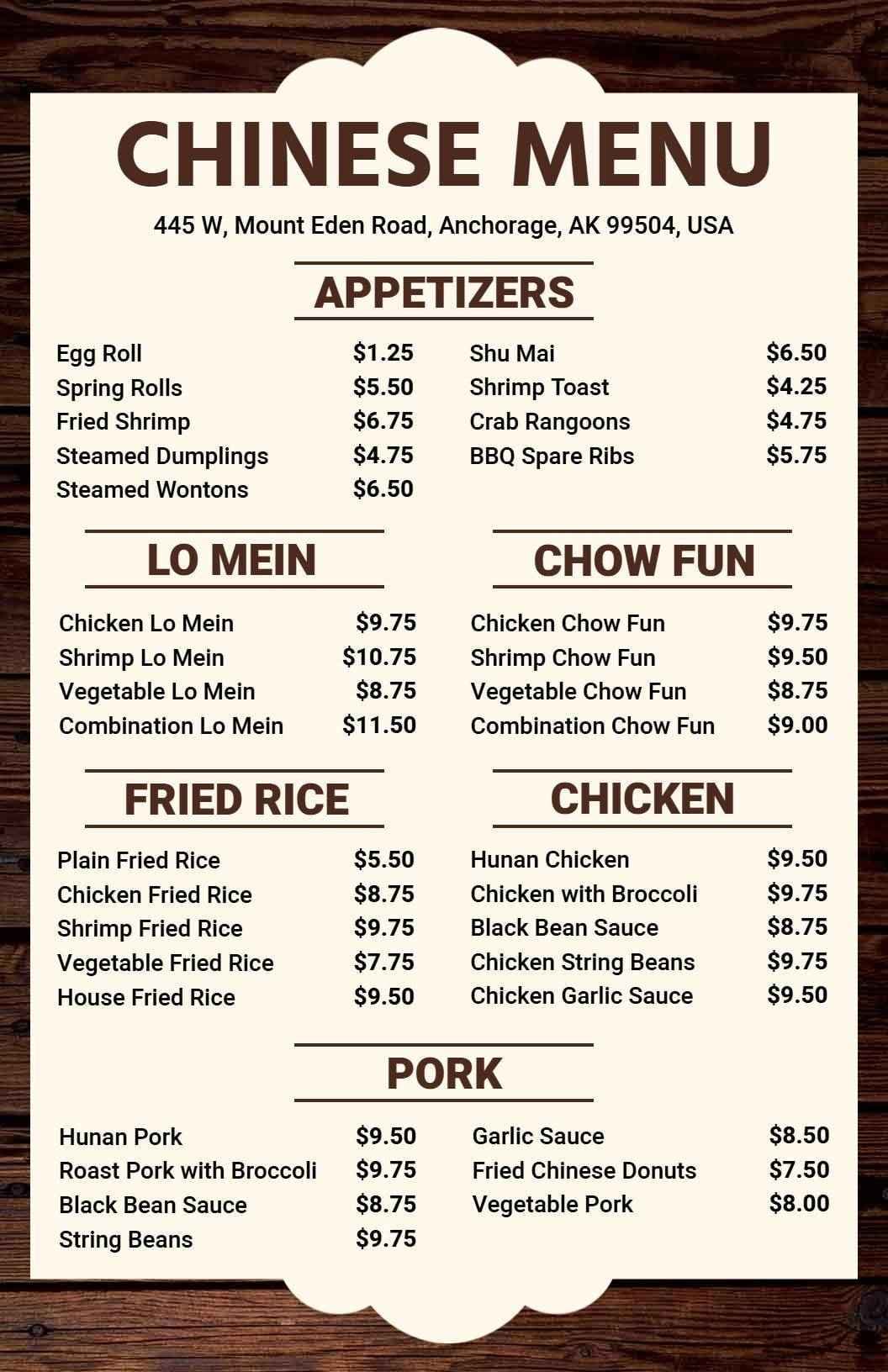 Authentic Chinese Dishes with Flavorful Ingredients Chinese Menu Template