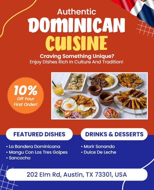 Authentic Dominican Cuisine Promotional Flyer Template