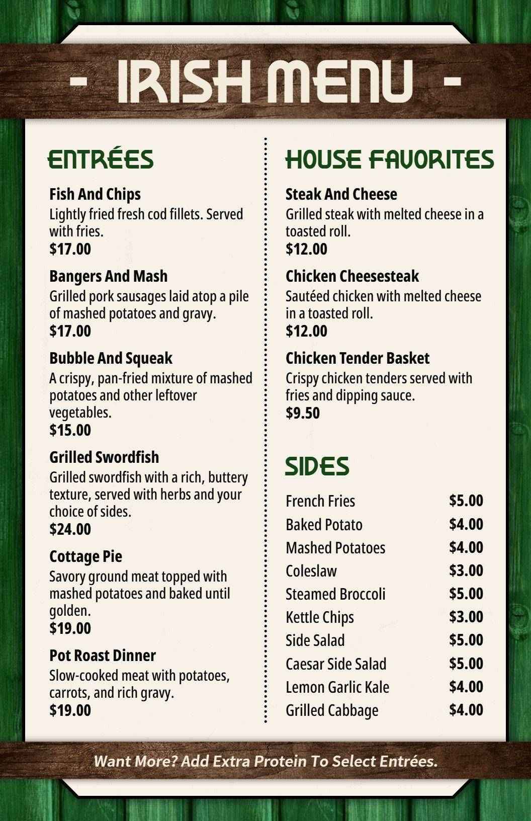Authentic Fish and Chips with Satisfying Sides Irish Menu Template