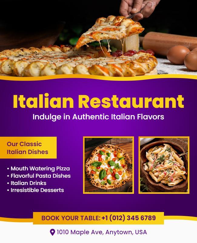 Authentic Italian Cuisine Restaurant Flyer Template