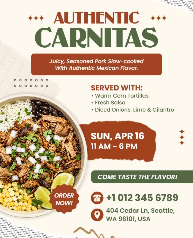 Authentic Mexican Carnitas Promotion Flyer Template