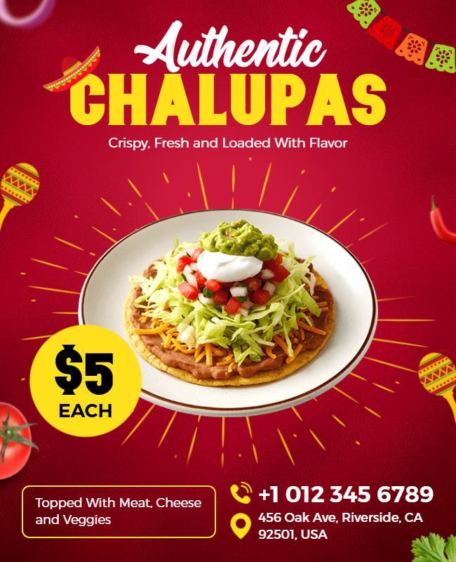 Authentic Mexican Chalupas Promotional Flyer Template