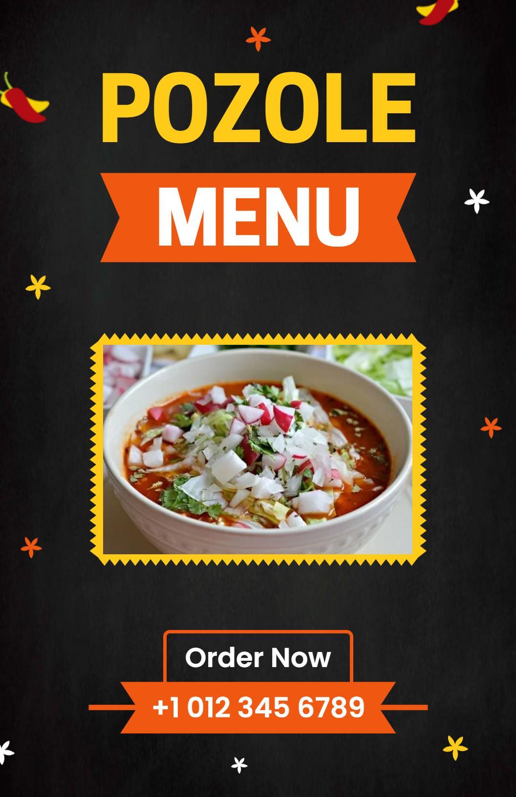 Authentic Mexican Pozole with Flavorful Ingredients Menu Template