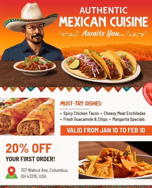 Authentic Mexican Restaurant Offer Flyer Template