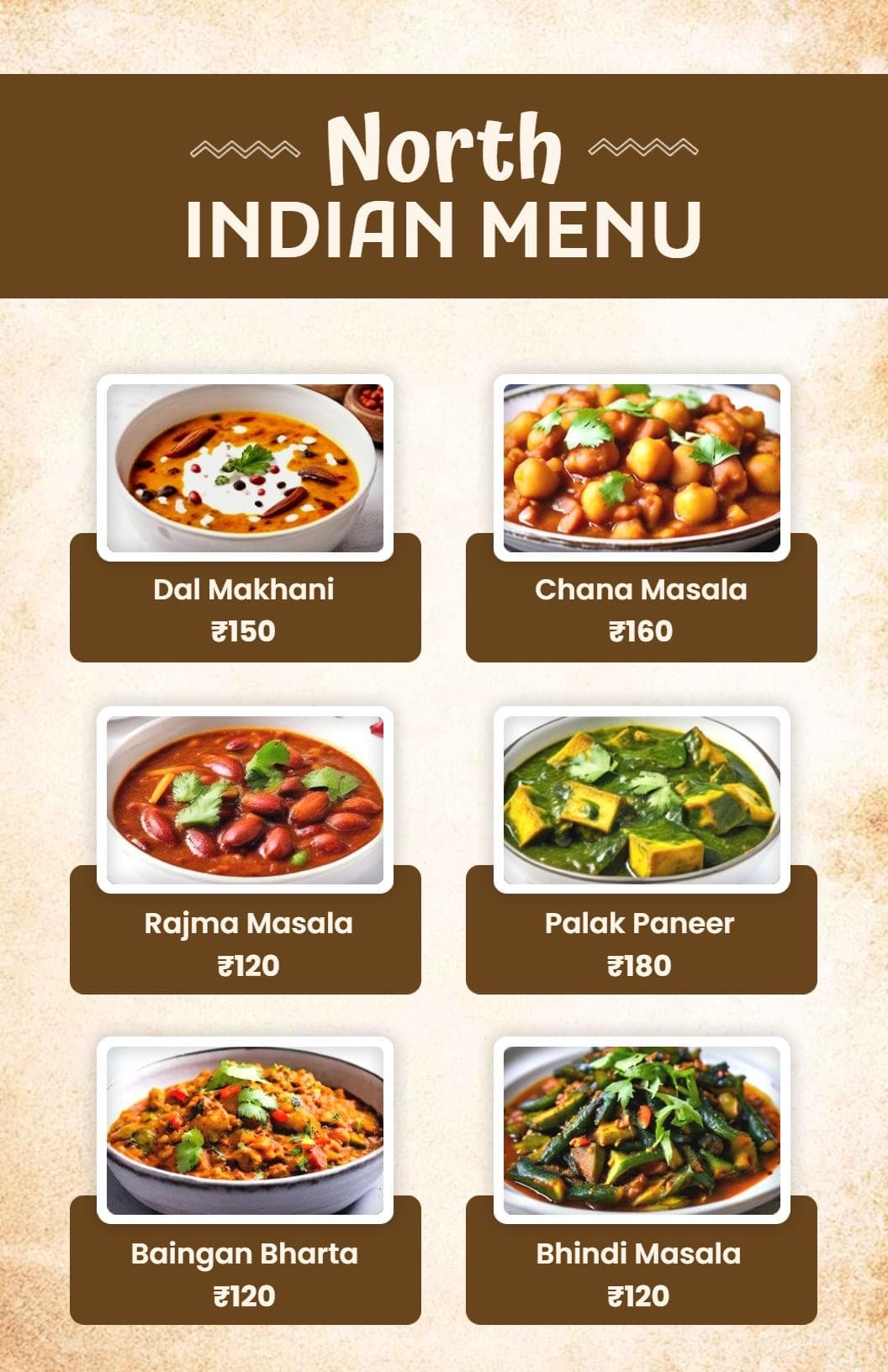 Authentic North Indian Dishes Featuring Flavorful Curries Menu Template