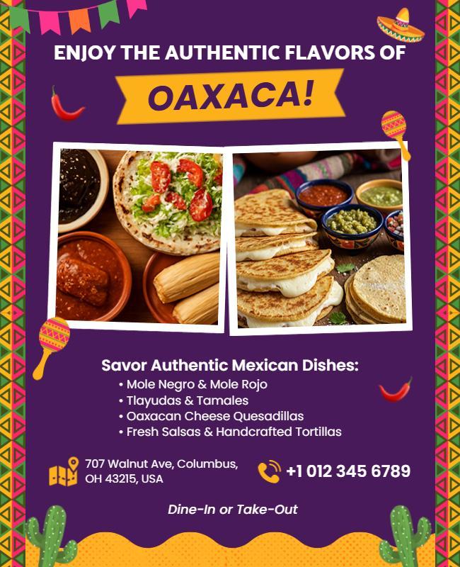 Authentic Oaxacan Cuisine Promotion Flyer Template