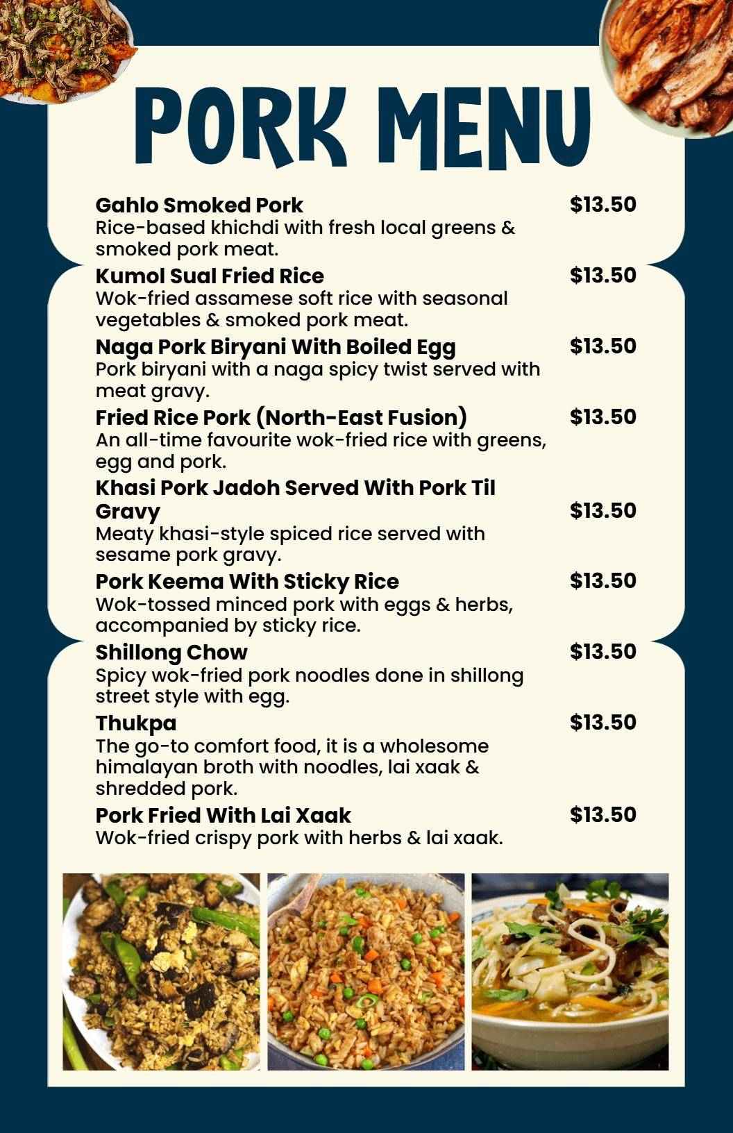 Authentic Pork Menu Template
