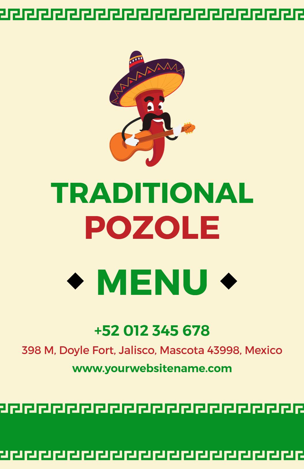 Authentic Traditional Pozole Culinary Selection Menu Template