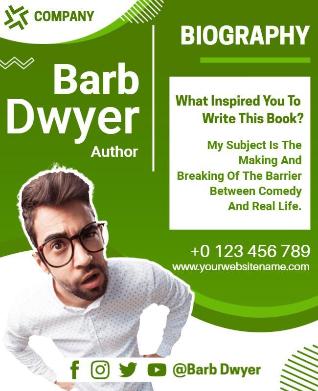Author Biography Book Release Flyer Template