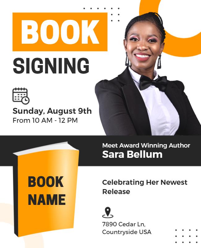 Stylish Yellow Book Signing Event Flyer Template